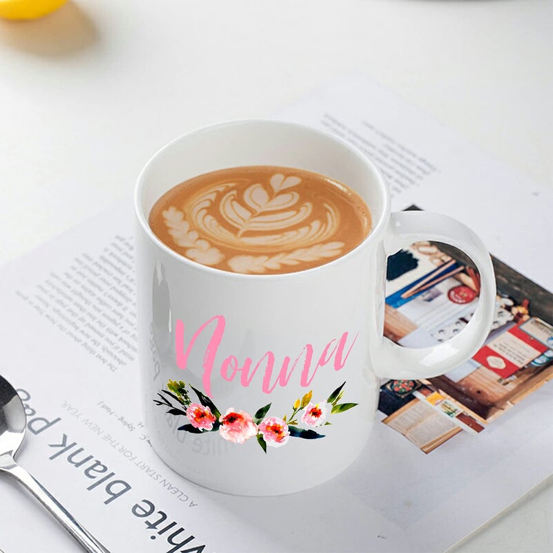HasdonHill Hasdon-Hill Floral Nonna Coffee Mug, Mother's Day Gift for Italian Grandma, 11 oz White - Image 3
